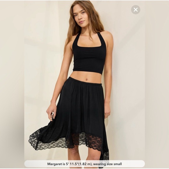 NWT Aerie Handkerchief Skirt Black Lace Trim M Witchy Romantic Whimsygoth Fairy - Picture 1 of 16